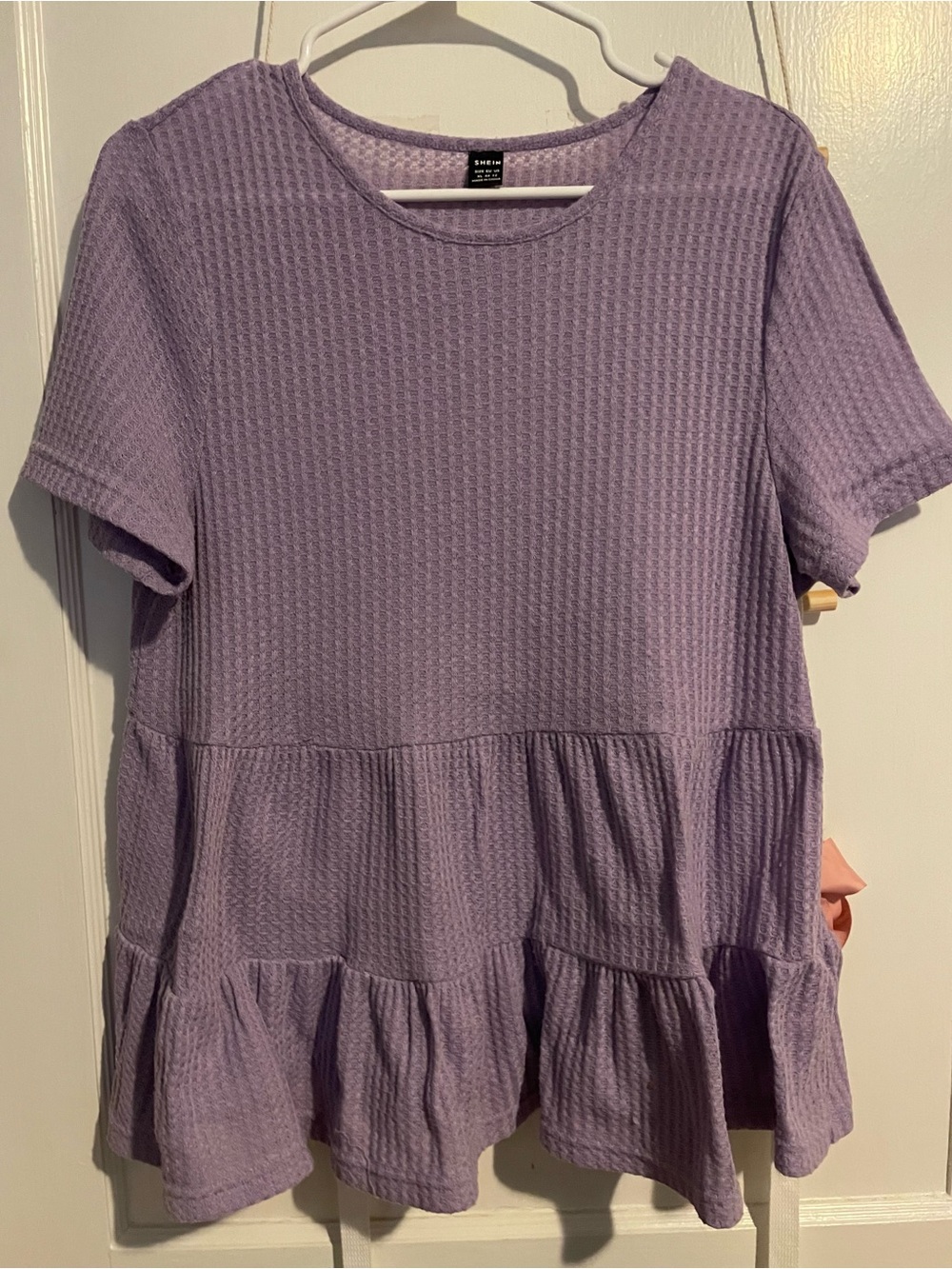 SHEIN Lavender Textured Ruffle Tiered Tunic